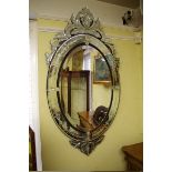 A 19th century Venetian etched glass wall mirror, 137cm high x 72cm wide.
