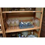 A small collection of glassware, to include a set of six wine glasses.
