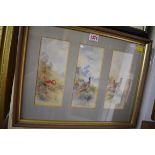 S Forester, game birds, a set of three, signed, watercolour, each 21 x 8.5cm, framed as one.
