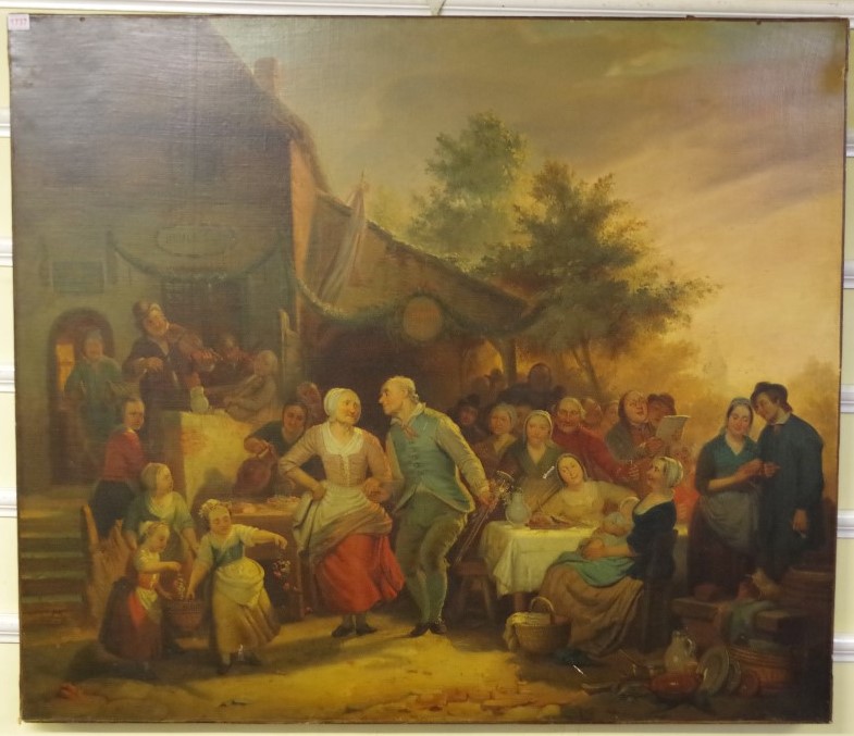 Manner of David Teniers, probably 19th century, 'Village Merry Making', oil on canvas, 106.5 x 123.