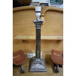 An electroplated Corinthian column table lamp, height excluding fitting 44cm.