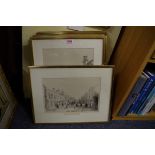 After J Dolby, a set of five Eton College engravings, 36 x 26cm; together with another antique