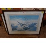 After Robert Taylor, 'Spitfire', signed in pencil by Douglas Bader and Johnny Johnson, colour print,