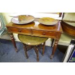 A Victorian mahogany two drawer side table, 91.5cm wide.