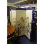 A Chinese watercolour painted six fold screen, inscribed, each fold 176 x 61cm.