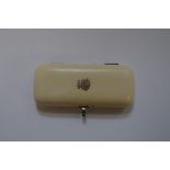 A Continental ivory and silver mounted cigar case, 12cm wide.