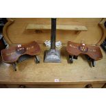 A pair of early 20th century rowing seats, one inscribed 'Junior Fours', the other 'Senior Sculls'.
