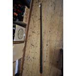 A vintage Burroughes & Watts one piece snooker cue, in metal tube.