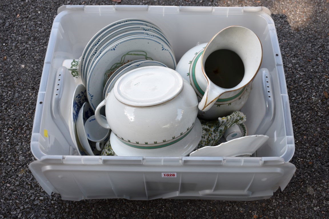 A quantity of blue and white dinnerware and ceramics. This lot can only be collected on Saturday 5th