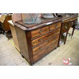 A Victorian figured mahogany and crossbanded walnut chest of drawers, 114cm wide.