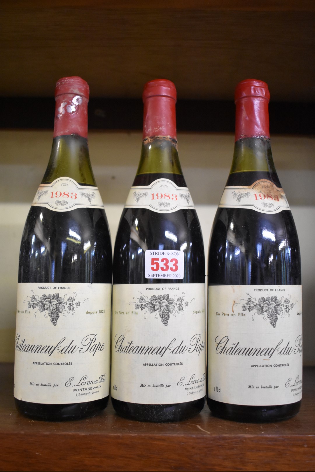 Three 75cl bottles of Chateauneuf du Pape, 1983, Ets Loron. (3)