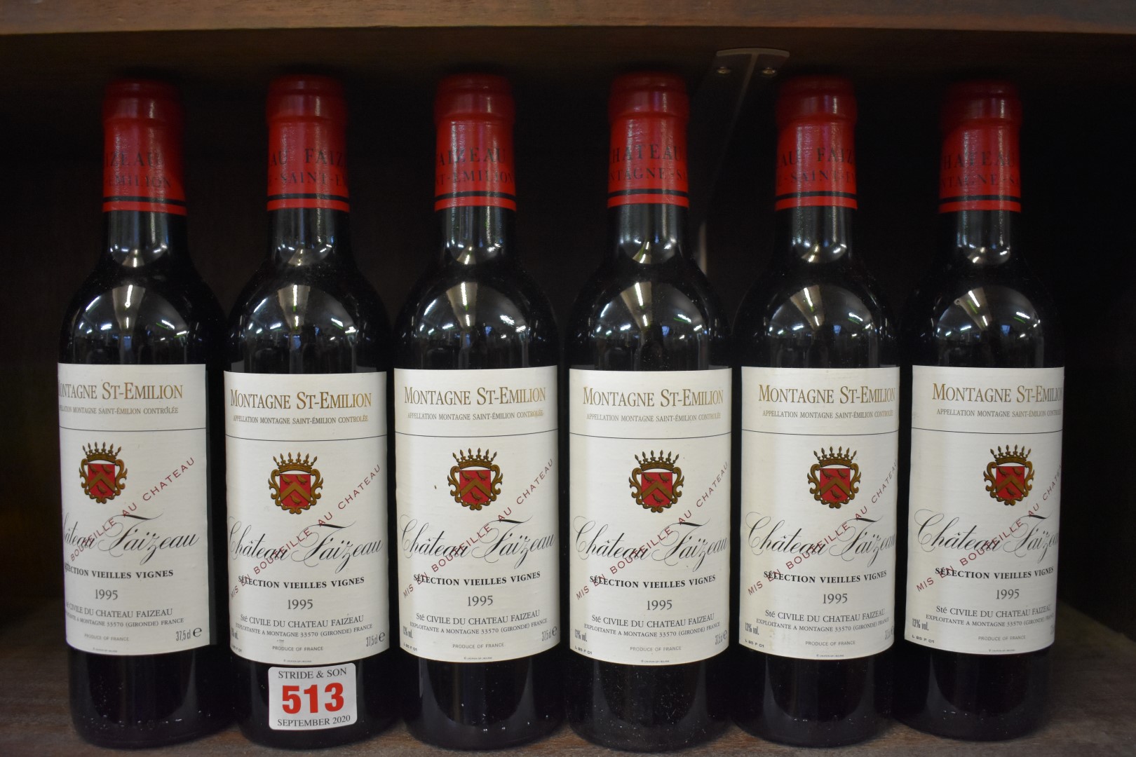 Six 37.5cl bottles of Chateau Faizeau-Vieilles Vignes, 1995, Montagne St Emilion. (6)