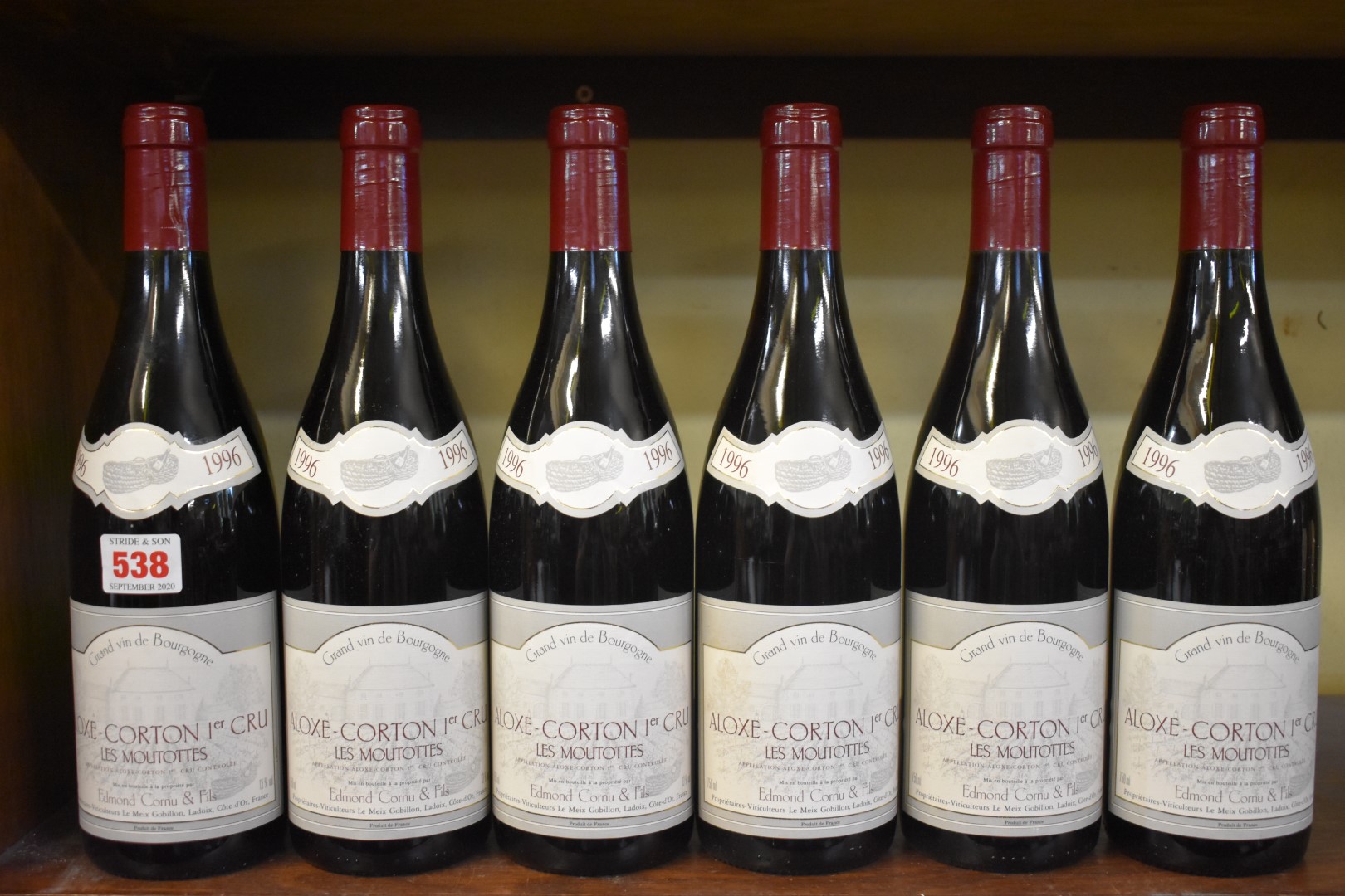 Six 75cl bottles of Aloxe Corton Les Moutottes, 1996, Edmond Cornu. (6)PLEASE NOTE: ADDITIONAL VAT