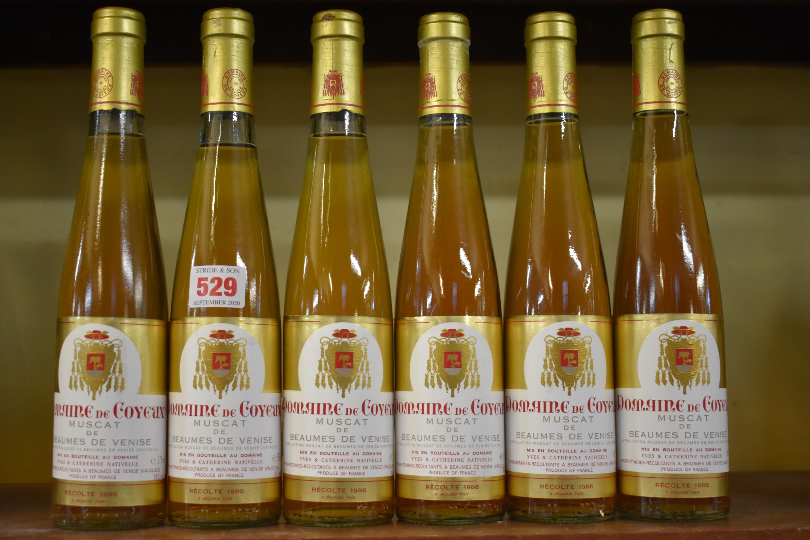 Six 37.5cl bottles of Muscat de Baume de Venise, 1986 Domaine Coyeux. (6)