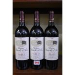 Three bottles of Chateau Patache d'Aux, 1996, Cru Bourgeois Medoc. (3)