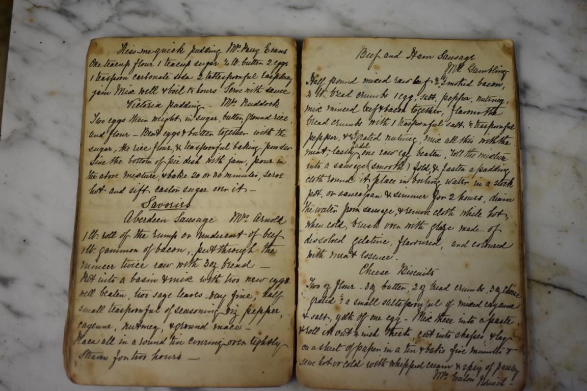 COOKERY MANUSCRIPT: late 19thc volume of manuscript of cookery receipts, 12mo, spine partially - Image 5 of 6