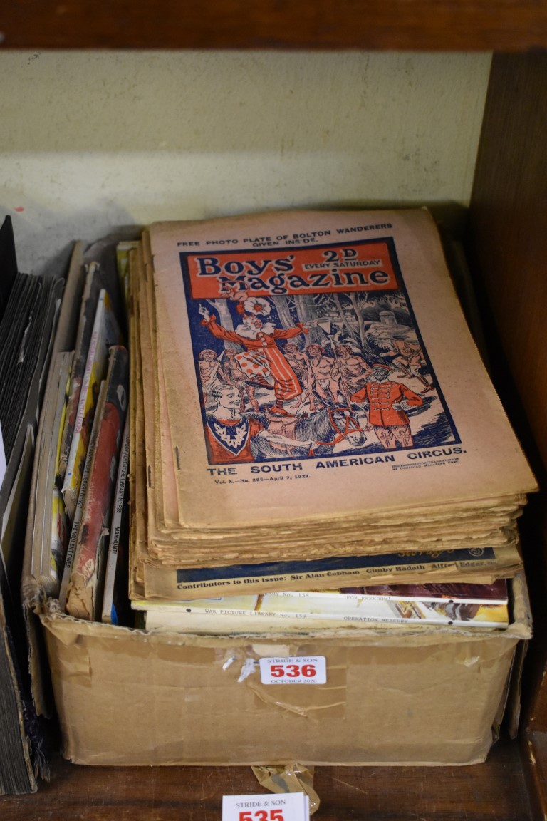 WAR PICTURE LIBRARY: a quantity in small carton, together with 14 issues 'Boys Magazine', 1927 and 4