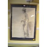 * Halle, standing female nude, indistinctly signed and dated '22, charcoal, 61 x 46cm.