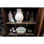 A mixed group of Chinese ceramics and works of art, to include a famille rose yellow ground vase,