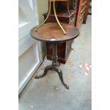 A George III mahogany circular tripod table, 49.5cm diameter, (the top now fixed).