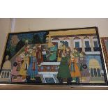 Indian School, a figure with attendants, oil on canvas, 83 x 148cm.