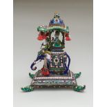 An Indian Jaipur enamel elephant howdah figure group, 24cm high.