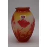 A Galle cameo glass vase, 21cm high.