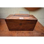 A 19th century rosewood sarcophagus tea caddy, 28cm wide, (s.d.).