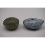 Two Chinese pottery water droppers, each of stylized form, largest 8.5cm long.