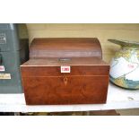 An antique mahogany casket, 30.5cm wide; together with another mahogany stationary casket, 36cm