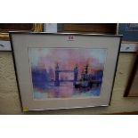 Colin Ruffell, 'Tower Bridge, London', signed in pencil, colour print, I.26 x 37cm.