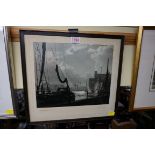N F Pennington, 'Dockside Idyll, Ipswich', signed and inscribed, black and white photograph, 24 x