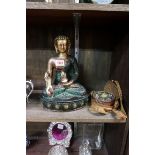 A Sino-Tibetan bronze Buddha, 29cm high; together with another small item.