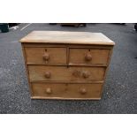 An antique pine chest of drawers, 80cm wide. This lot can only be collected on Saturday 10th