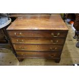 A George III mahogany and crossbanded four drawer chest, with caddy top, 81.5cm wide.