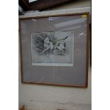 George Vernon Stokes, 'Bull Terrier and Siamese Cat', signed and numbered 73/75, colour etching,