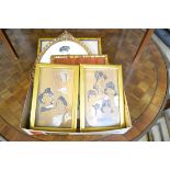 A group of five Art Deco watercolour pictures, largest 26 x 20cm oval.