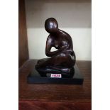 Leslie Summers, (British, 1919-2006), mother and child, signed and numbered 3/9, bronze, on black