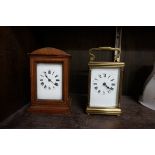 Two old carriage timepieces, (s.d. to dial of each), each with winding key.