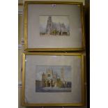 Richard Henry Wright, Siena Cathedral; and another Gothic cathedral, a pair, each signed and