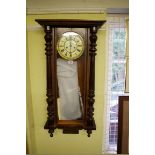 A Vienna style walnut and beech eight day striking wall clock, by Gustav Becker, 93cm high. This lot