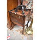 An antique mahogany tray top commode, 53.5cm wide.