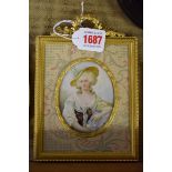 After Elisabeth Vigee Le Brun, half length portrait miniature of Elisabeth of France, signed '