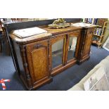 A good Victorian figured and carved walnut inverted breakfront side cabinet, 181.5cm wide.