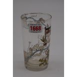 A rare circa 1895 glass goblet, commemorating the opening of the 'Nord Ostee Kanal', enamelled and