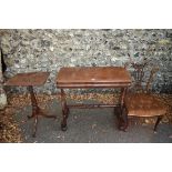 A Victorian mahogany occasional table, 84cm wide; together with a bedroom chair; and a small