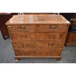 An 18th century walnut and inlaid chest of drawers, 108cm wide. This lot can only be collected on S