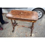 A Victorian inlaid burr walnut card table, 90cm.This lot can only be collected on Saturday 10th