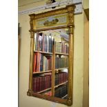 A 19th century gilt framed pier mirror, 92 x 56cm, (cracks to frieze).