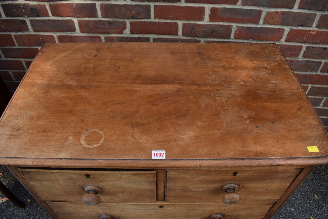 An antique mahogany chest of two short and two long drawers, 88cm wide. This lot can only be - Image 2 of 5